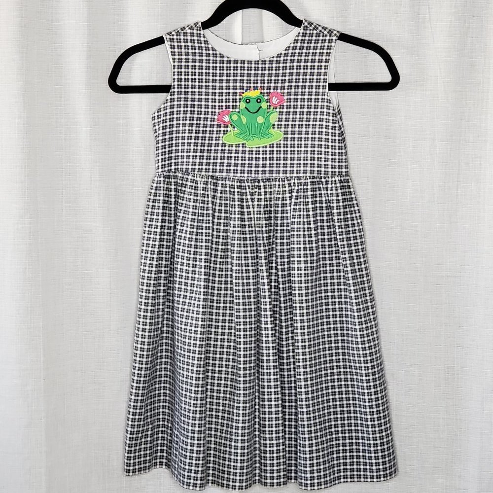Fast Friends Checkered Frog Girl's Dress, Size 5